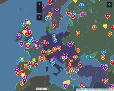 Blank map, Dark: Europe in 1914, zoom 4