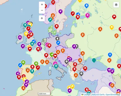 Blank map, Light: Europe in 1914, zoom 4