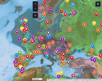 Physical map, Dark: Europe in 1914, zoom 4
