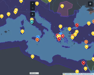 Blank map, Dark: The Mediterranean in 117, zoom 5
