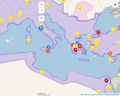 Blank map, Vibrant: The Mediterranean in 117, zoom 5