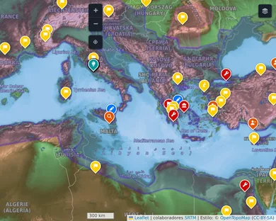 Physical map, Dark: The Mediterranean in 117, zoom 5