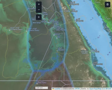 Physical map, Dark: The Nile in 1250 BC, zoom 7