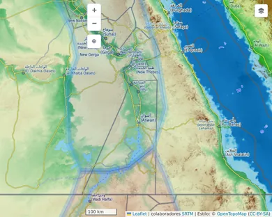 Physical map, Light: The Nile in 1250 BC, zoom 7