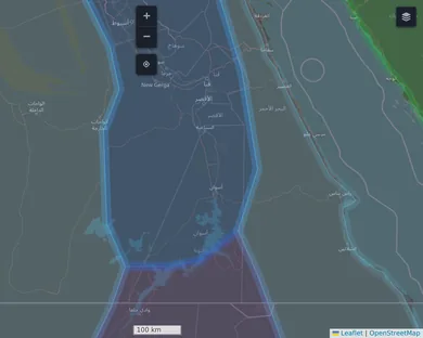 Political map, Dark: The Nile in 1250 BC, zoom 7