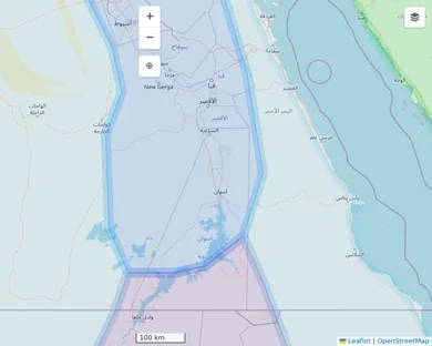Political map, Light: The Nile in 1250 BC, zoom 7